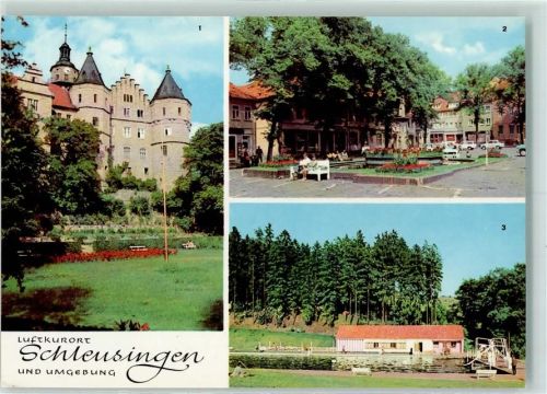 Schleusingen Rückseite mit Abschürfungen bzw Kleberesten Schloss Bertholdsburg Markt