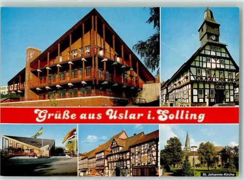 Uslar Fachwerkhäuser St. Johannis-Kirche Rückseite mit Abschürfungen bzw Kleberesten