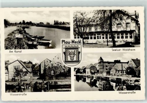 Plau Am Kanal Seelust-Waldheim Wasserstraße Rückseite mit Abschürfungen bzw Kleberesten