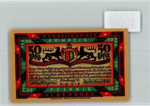 Oldenburg Notgeld Pferde Garben Sense Stadtburg