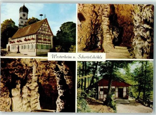 Westerheim Rückseite mit Abschürfungen und Kleberesten Schertelshöhle Tropfsteinhöhle