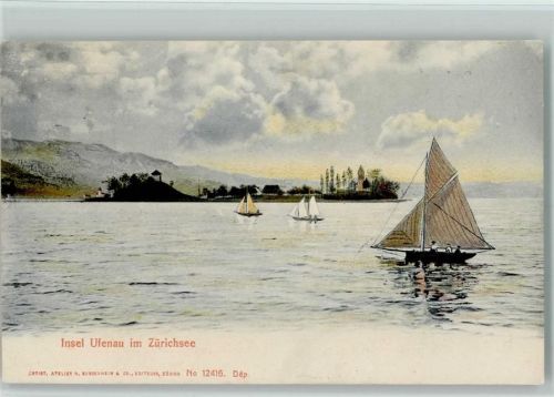 Ufenau 1907 Insel Ufenau im Zürichsee Segelboote