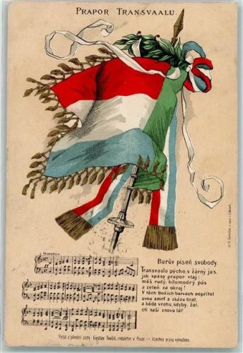 1900 Prapor Transvaal Banner Liederkarte AK