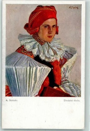 Frau in Tracht sign. Schück, A.