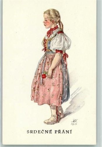 1951 Orbis 10-253-9 Srdecne Prani Tracht AK