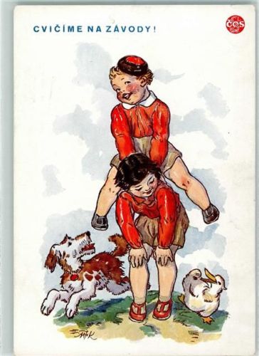 1938 Serie I-5 Cvicime na Zavody - Turnen Kind Hund AK
