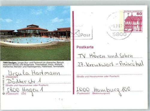 Saulgau Postkarte Schwimmbad