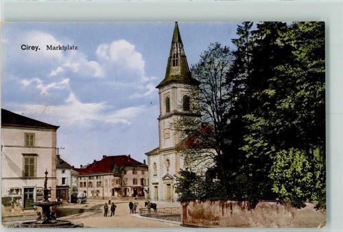 Cirey 1917 Marktplatz, Brunnen, Kirche AK