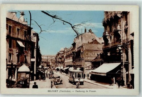 Belfort 1940 Faubourg de France, Straßenbahn AK