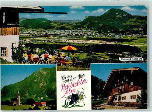 Piding Neubichleralm am Högl Hüttenstempel Blick nach Salzburg