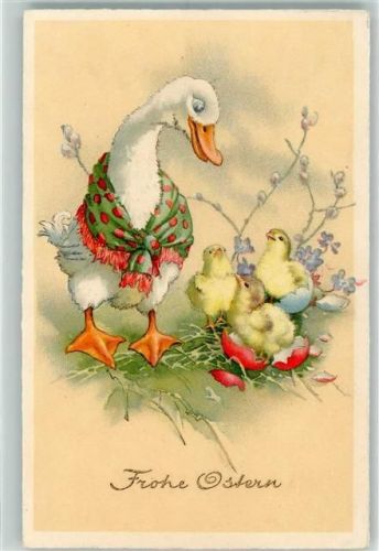 Gänsemama mit Küken Ostern