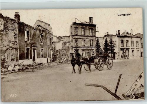 Longuyon 1916 Trümmer FEldpoststempel WK I Armierungs-Bataillon Nr. 72 1. Kompganie