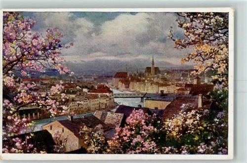 Steyr Kirschblüte Brücke Kirche