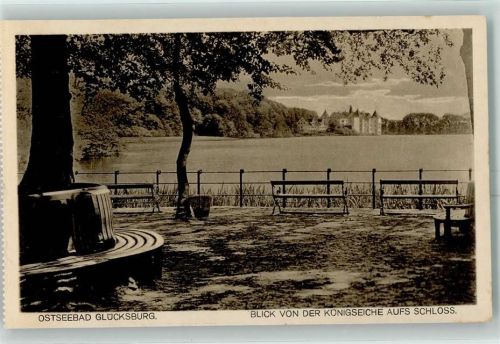 Glücksburg Blick von der Königseiche aufs Schloss