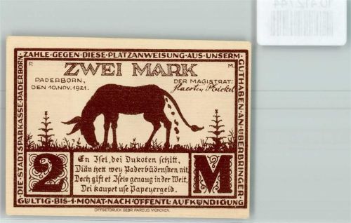 Paderborn Notgeld Dukatenesel