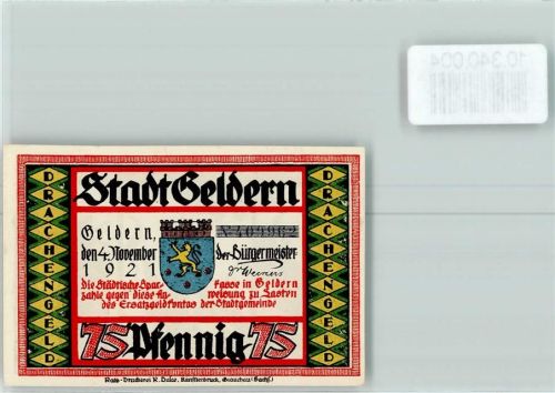 Geldern 75 Pfennig Notgeld Drachentöter