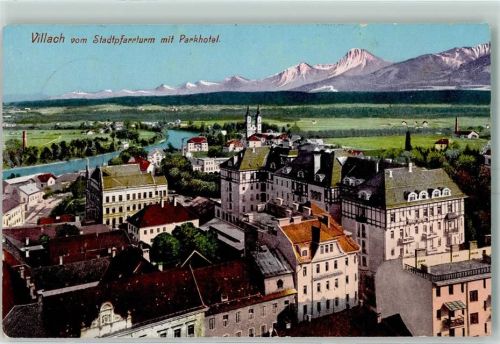 Villach-Innere Stadt 1913 vom Stadtparrturm mit Parkhotel