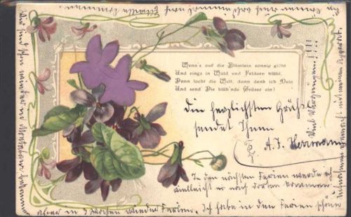Prägedruck Jugendstil Poesie / Liebe AK