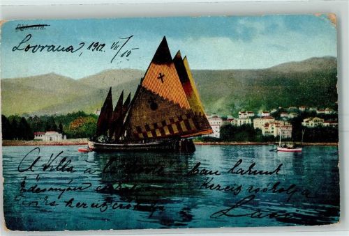 Opatija 1918 Segelschiff Hafen