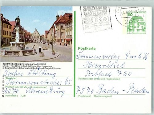 Weißenburg Stadtbrunnen Postkarte