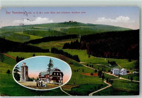Auersberg 1916 Auersberg vom Tale der kleinen Bockau aus Auersberghaus Hüttenstempel