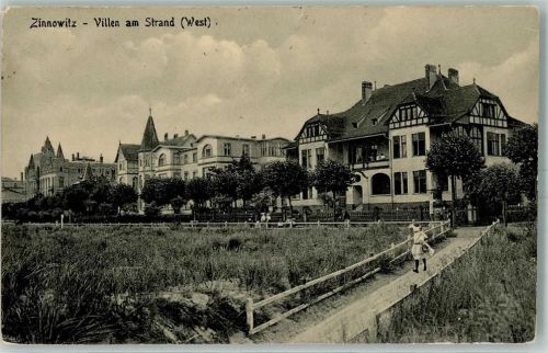17454 O2238 Zinnowitz , Ostseebad 1916 - Villen am Strand
