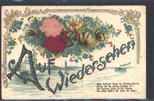 Prägedruck Poesie / Liebe Vergissmeinnicht Auf Wiedersehen