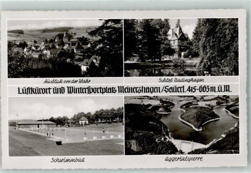Meinerzhagen Ausblick von der Wahr Schloss Badinghagen Schwimmbad Aggertalsperre