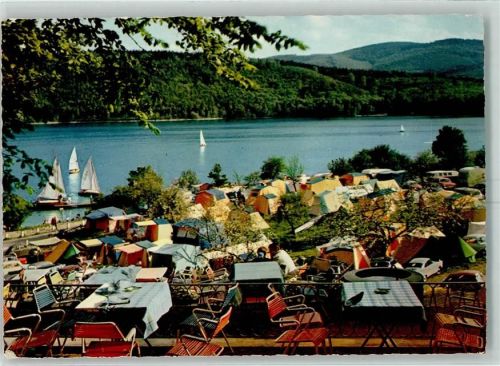 34513 W3544 Waldeck , Hess - Campingplatz Haus am See Edersee Segelboote Cafeterrasse