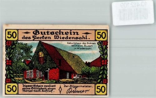 Wiedensahl Notgeld Geburtshaus W. Busch