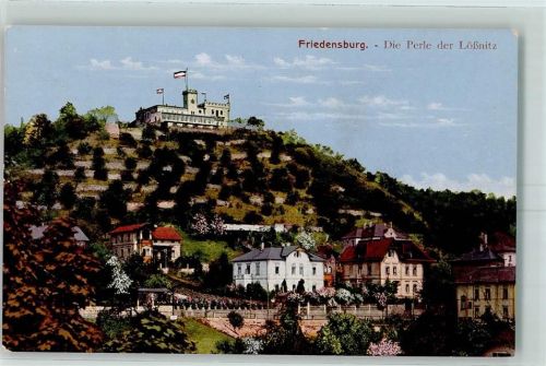 Lößnitz Friedensburg Fahnen Burgstempel