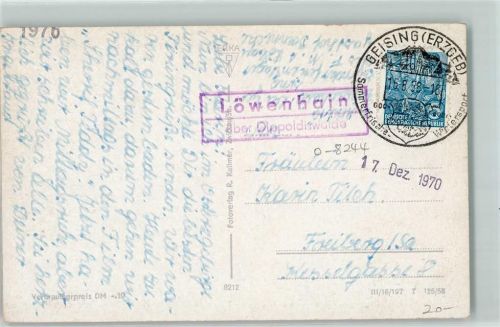 Geising-Löwenhain Landpoststempel über Dippoldiswalde Blick auf Geising Erzgebirge