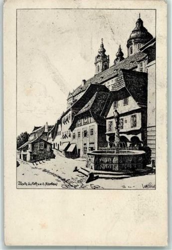 Melk Wachau Platz in Melk Brunnen sign. Ulf Seidl