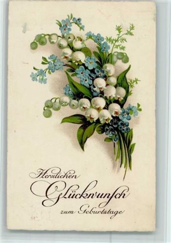 1932 und Vergissmeinnicht - Geburtstag AK