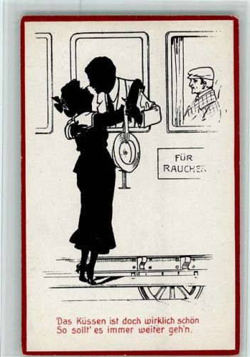 Nr. 3202 - Kuss - Abschied auf dem Bahnhof AK Gute Erhaltung - Silhouetten