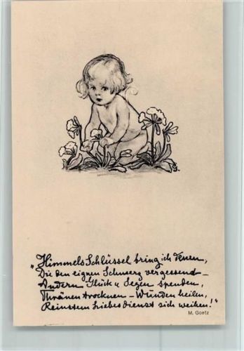 sign M. Goetz - Verlag Henke Nr. 157 AK nacktes Kind