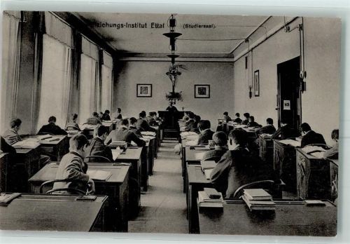 Ettal Studiersaal Erziehungs-Institut Schüler Lehrer Bänke Bücher Kreuz