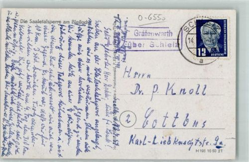 Gräfenwarth Landpoststempel über Schleiz