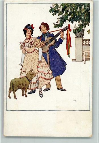 1935 Lautenspieler - Poesie AK