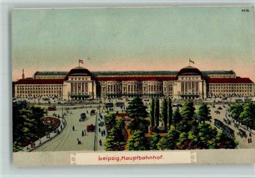 Leipzig Hauptbahnhof, Straßenbahnen 1912 AK