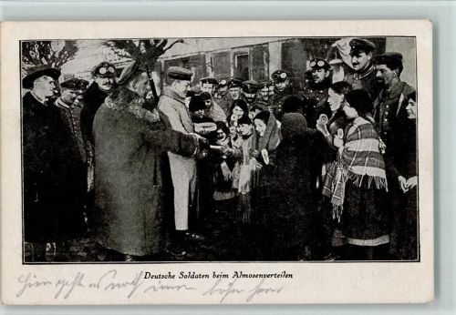 1916 K. 114 - Soldaten beim Almosen verteilen AK Verlag Imberg & Lefson