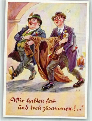 Zwei Männer tragen Mantel sign.