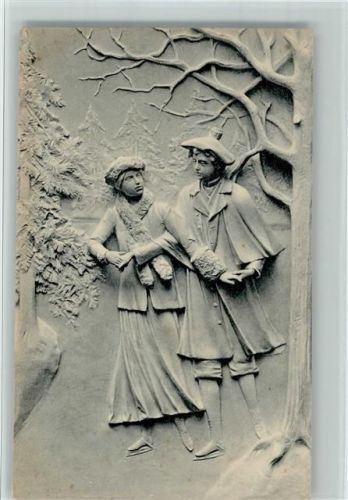 Serie 805-3 - Liebespaar mit Schlittschuhe - Imitation Relief