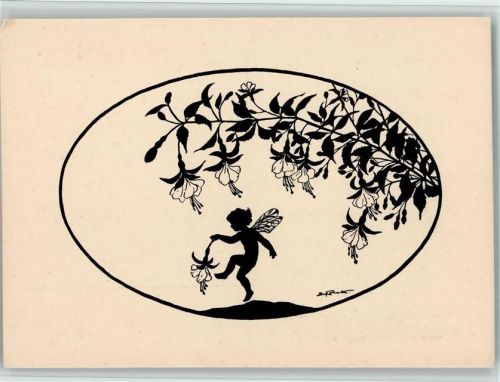 Elfe mit Blüten - Spendenkarte, Reichsbund der Körperbehinderten , gute Erhaltung AK