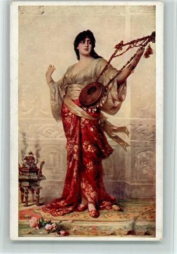 Historische Leier - Orient Schönheit - Gemälde von Sichel, gute Erhaltung AK