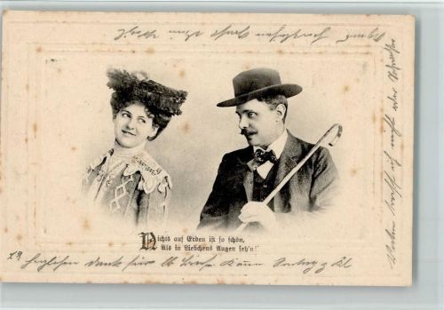 1905 Serie Liebesglück Nr. 431 - Passepartout - Liebespaar , Spruch, Stockflecken