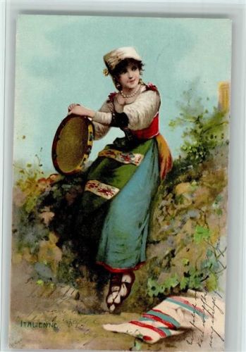1903 Frau mit einem Tamburin, gute erhaltung AK