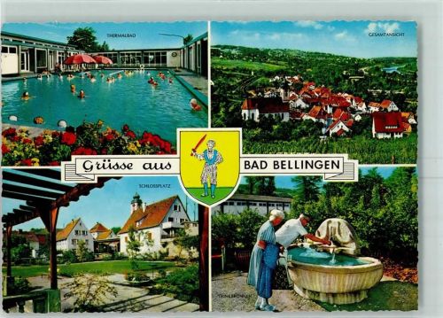 Bad Bellingen Thermalbad Schlossplatz Trinkbrunnen Bahnpost Freiburg Basel Zug 3105