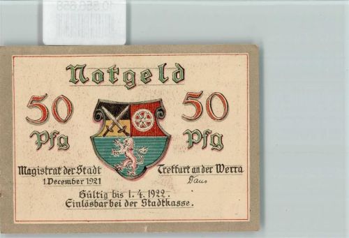 Treffurt Notgeld, Künstler sign Lindegreen - Burgruine