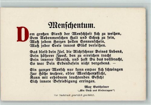 Menschentum von Max Gottheiner , gute Erhaltung